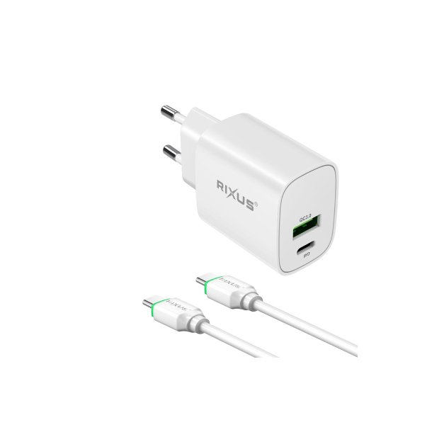 Rixus 20W oplader USB-C/ USB-C til USB-C Hvid RX90CC