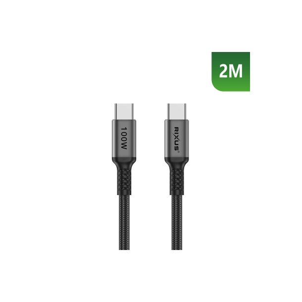 Rixus USB-C kabel 100W 2m Gr� RXUC05