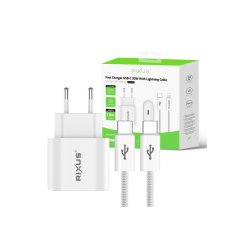 USB-C Oplader med Lightning Ladekabel 30W Hvid Rixus RXHC30L
