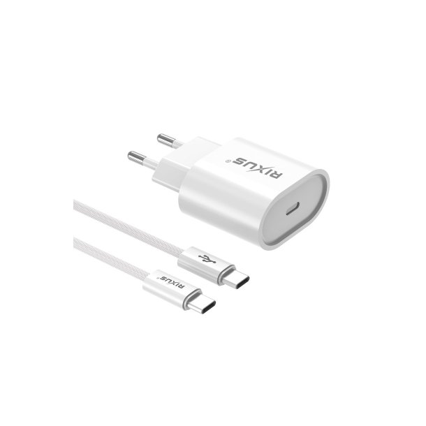 Rixus 30W oplader USB-C/ USB-C til USB-C Hvid RXHC30C