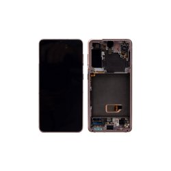 Samsung Galaxy S21 5G G991B Sk�rm med ramme Pink 5G Display og Digitizer Service Pack