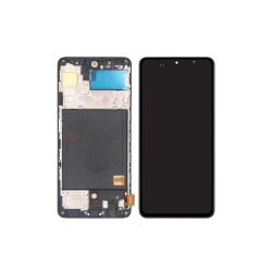 Samsung Galaxy A51 A515F Sk�rm OLED med ramme Sort Display og Digitizer Soft-OLED