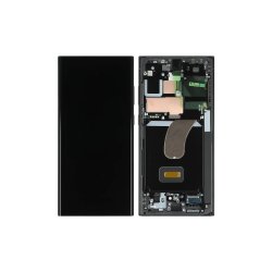 Sk�rm til Samsung Galaxy S23 Ultra S918B OLED med Ramme Service Pack Grafit R�d