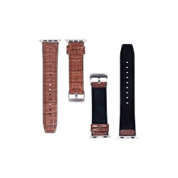 Apple Watch rem alligator grain M�rk brun/ Brun silikone/ l�der 38mm