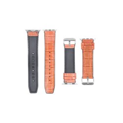 Apple Watch rem alligator grain Lys brun/ Brun silikone/ l�der 42mm