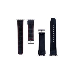Apple Watch rem alligator grain Sort/ R�d silikone/ l�der 38mm