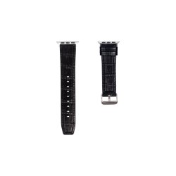 Apple Watch rem alligator grain Sort silikone/ l�der 42mm