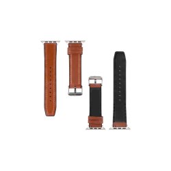 Apple Watch rem glossy Lys brun/ Brun silikone/ l�der 42mm