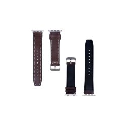 Apple Watch rem glossy M�rk brun/ Brun silikone/ l�der 38mm