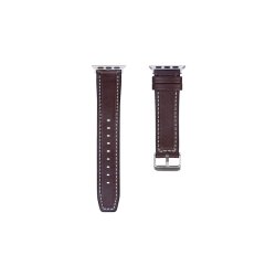 Apple Watch rem glossy M�rk brun/ Brun silikone/ l�der 42mm