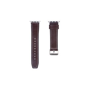 Apple Watch rem glossy M�rk brun/ Brun silikone/ l�der 42mm