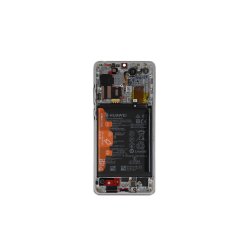 Huawei P30 Pro / Huawei P30 Pro New Edition Sk�rm med ramme S�lv Display og Digitizer Service Pack