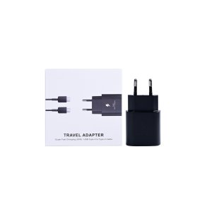25W oplader med USB-C kabel Sort Retail Box