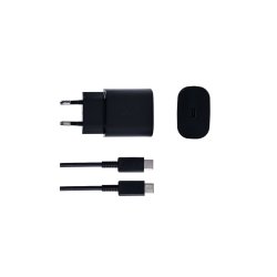 25W oplader med USB-C kabel Sort Retail Box