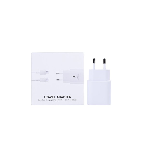 25W oplader med USB-C kabel Hvid Retail Box