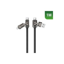 Rixus kabel braided 1m Sort RXUC41