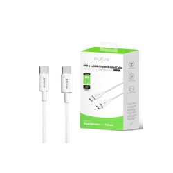 Rixus USB-C til USB-C kabel braided 1m Hvid RXUC15C