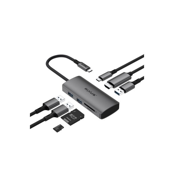 Rixus Dock 1x HDMI / 1x USB-C / 3x USB A / Micro SD Card
