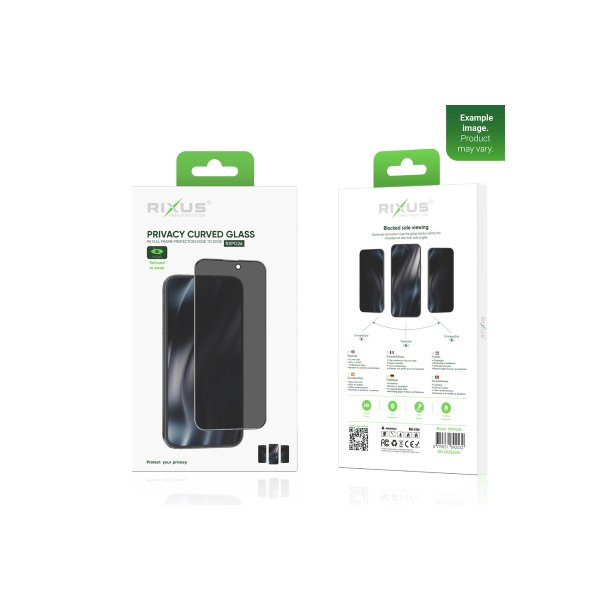 Apple, iPhone 13 / iPhone 13 Pro / iPhone 14 / iPhone 16e / iPhone 17e h�rdet glas Curved Edge Privacy Full Curved Edge R�d