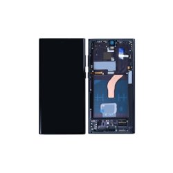Samsung Galaxy S22 Ultra 5G S908B Sk�rm OLED med ramme Phantom Black 5G Display og Digitizer Soft-OLED