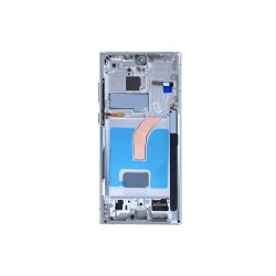 Sk�rm til Samsung Galaxy S22 Ultra S908B Soft-OLED med Ramme Hvid