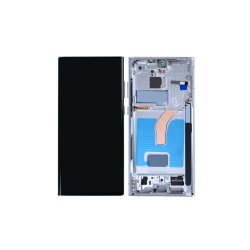 Sk�rm til Samsung Galaxy S22 Ultra S908B Soft-OLED med Ramme Hvid